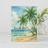 Invitation Plage tropicale Palm Tree Mariage (Debout devant)