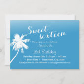 Invitation Plage tropicale Palm Tree Sweet 16 (Devant)