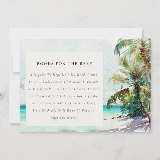 Invitation Plage Tropicale Palm Trees Livres Pour Le Baby sho (Devant)