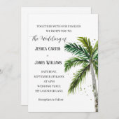 Invitation Plage tropicale Palm Trees Mariage aquarelle (Devant / Derrière)