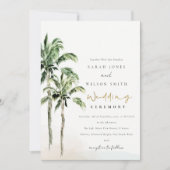 Invitation Plage tropicale Palm Trees Mariage aquarelle (Devant)