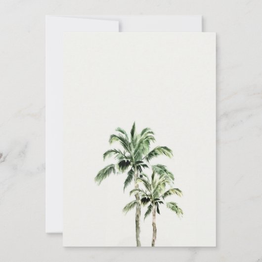 Invitation Plage tropicale Palm Trees Mariage aquarelle (Dos)