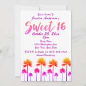 Invitation Plage tropicale Palm Trees Sweet sixteen (Devant)