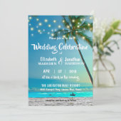 Invitation Plage tropicale Palmiers Arbres à cordes Lumières  (Debout devant)