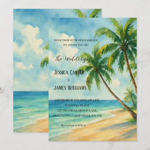 Invitation Plage tropicale Palmiers Destination Mariage