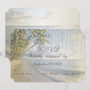 Invitation Plage tropicale,Palmiers,Lumières de chaîne  RSVP