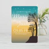 Invitation Plage tropicale Palmiers Starry Lights Mariage (Debout devant)
