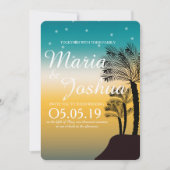 Invitation Plage tropicale Palmiers Starry Lights Mariage (Devant)