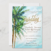 Invitation Plage tropicale, Palms Mariage (Devant)