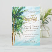 Invitation Plage tropicale, Palms Mariage (Debout devant)