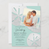 Invitation Plage tropicale Photo Verre de mer Dollars de sabl (Devant)