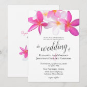Invitation Plage tropicale Plage rose Plumeria Destination Fl (Devant / Derrière)