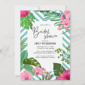 Invitation Plage tropicale rose Fête des mariées florale (Devant)