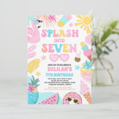 Invitation Plage tropicale sept ans 7e anniversaire (Debout devant)