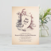 Invitation Plage tropicale vintage | Fêtes de fiançailles (Debout devant)