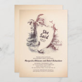 Invitation Plage tropicale vintage | Fêtes de fiançailles (Devant / Derrière)