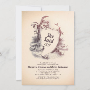 Invitation Plage tropicale vintage Fêtes de fiançailles