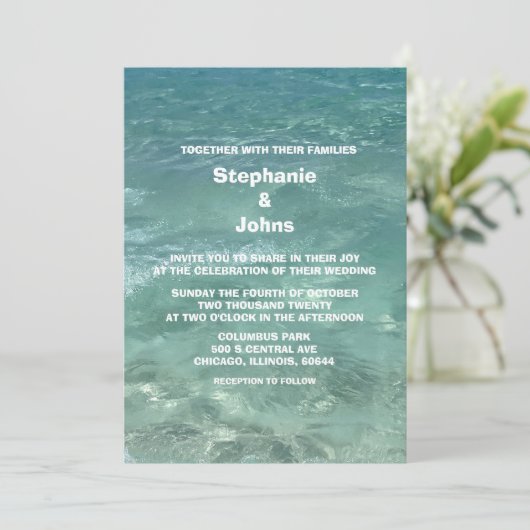 Invitation Plage Turquoise Eau Turquoise Destination Mariage (Debout devant)