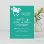 Invitation Plage Turquoise Palm Tree Destination Chalboard (Debout devant)