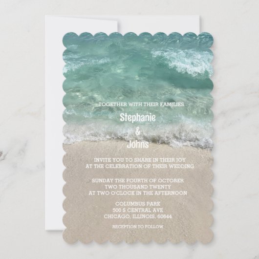 Invitation Plage Turquoise Turquoise Sable Mer Océan Cool Mar (Devant)