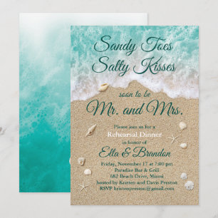 Invitation Plage Vagues Jouets de sable Dîner de répétition