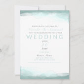 Invitation Plage Vert Mousse Aquarelle Mariage Moderne (Devant)