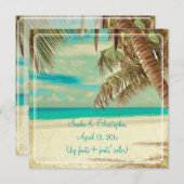 Invitation Plage vintage de PixDezines, paradis tropical (Devant / Derrière)