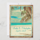 Invitation Plage vintage de PixDezines, paradis tropical (Devant)