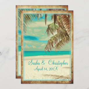 Invitation Plage vintage de PixDezines, paradis tropical