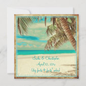 Invitation Plage vintage PixDezines, paradis tropical (Devant)