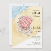 Invitation Plage Watercolor Avec Fête des mariées Clams & Pea (Devant)