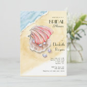 Invitation Plage Watercolor Avec Fête des mariées Clams & Pea (Debout devant)
