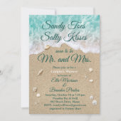 Invitation Plage Waves Sandy Toes Douche Couple (Devant)