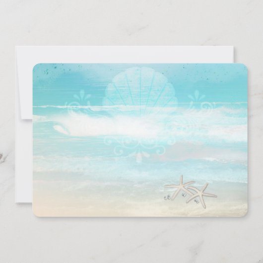 Invitation Plage White Starfish Élégant Mariage d'été (Dos)