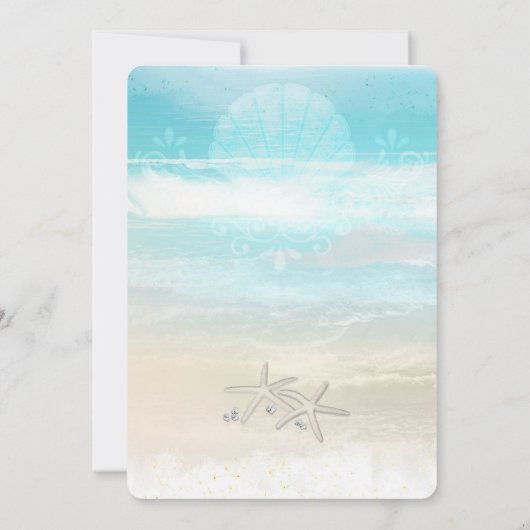 Invitation Plage White Starfish Élégant Mariage d'été (Dos)