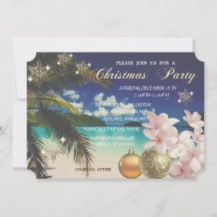 Invitation PlagePalmier,Frangipanier,Boules de Noël Fête d'en