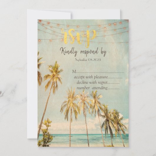 Invitation Plages rétro Beach RSVP    (Devant)