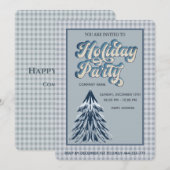 Invitation Plaid bleu poussiéreux fête de fête entreprise (Devant / Derrière)