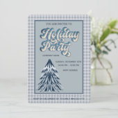 Invitation Plaid bleu poussiéreux fête de fête entreprise (Debout devant)