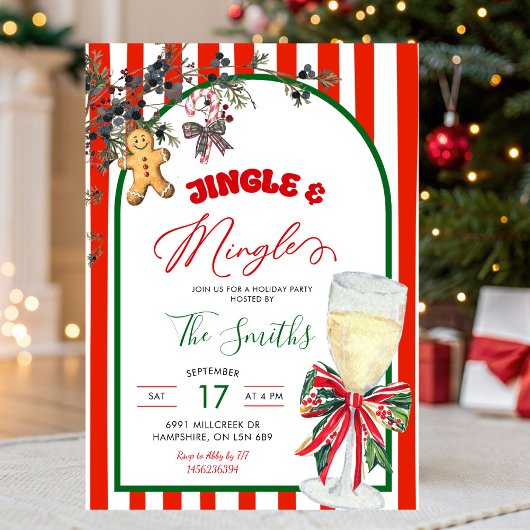 Invitation Plaid Bow Preppy Jingle and Mingle Christmas Party