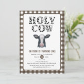 Invitation Plaid Boy Holy Cow First Birday (Debout devant)