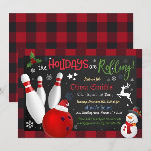 Invitation Plaid Buffalo à Noël (Devant / Derrière)