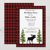 Invitation Plaid Buffalo Rustique avec Anniversaire de l'orig (Devant / Derrière)