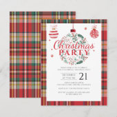 Invitation Plaid Christmas Holiday Office Party Russe (Devant / Derrière)