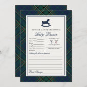 Invitation Plaid Classic Rocking Horse Advice for Baby Card (Devant / Derrière)