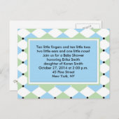 Invitation Plaid Diamond Bleu (Devant / Derrière)