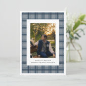 Invitation Plaid Elegant Photo Graduation Announcement (Debout devant)