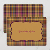 Invitation Plaid Exotique Violet, Rose et Orange (Devant / Derrière)