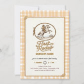 Invitation Plaid Gingham Cowboy First Rodeo 1st Birthday (Devant)