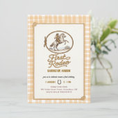 Invitation Plaid Gingham Cowboy First Rodeo 1st Birthday (Debout devant)
